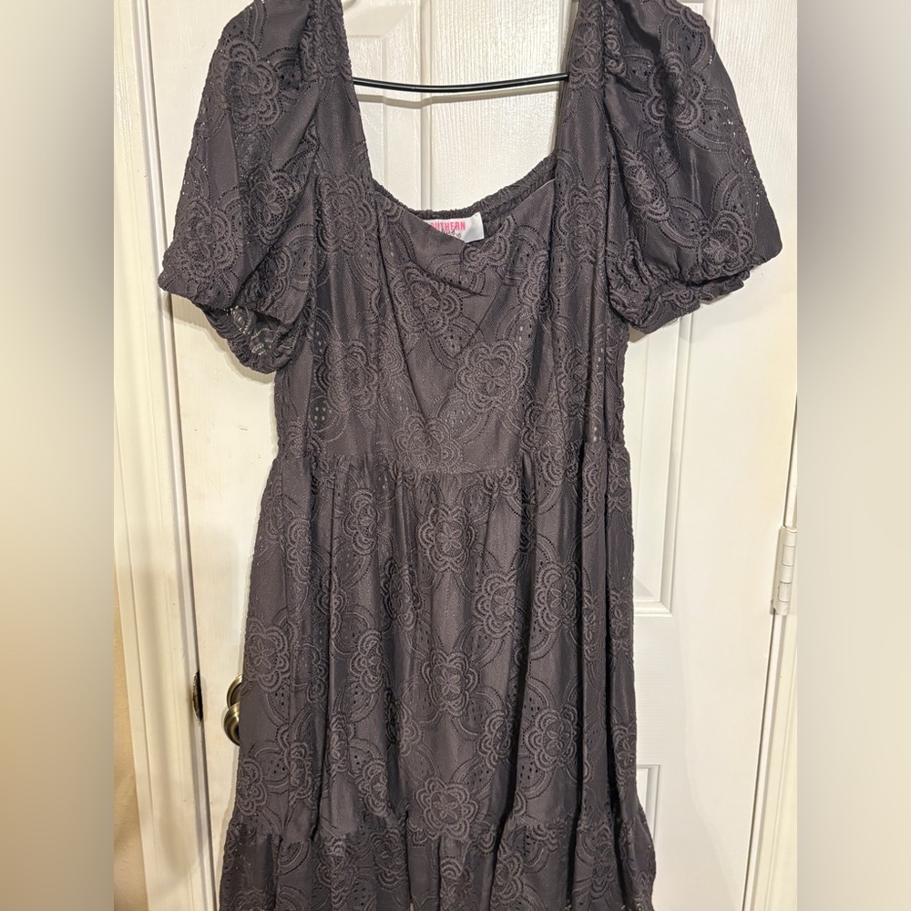 Southern Fried Cotton Charcoal Lace Dress